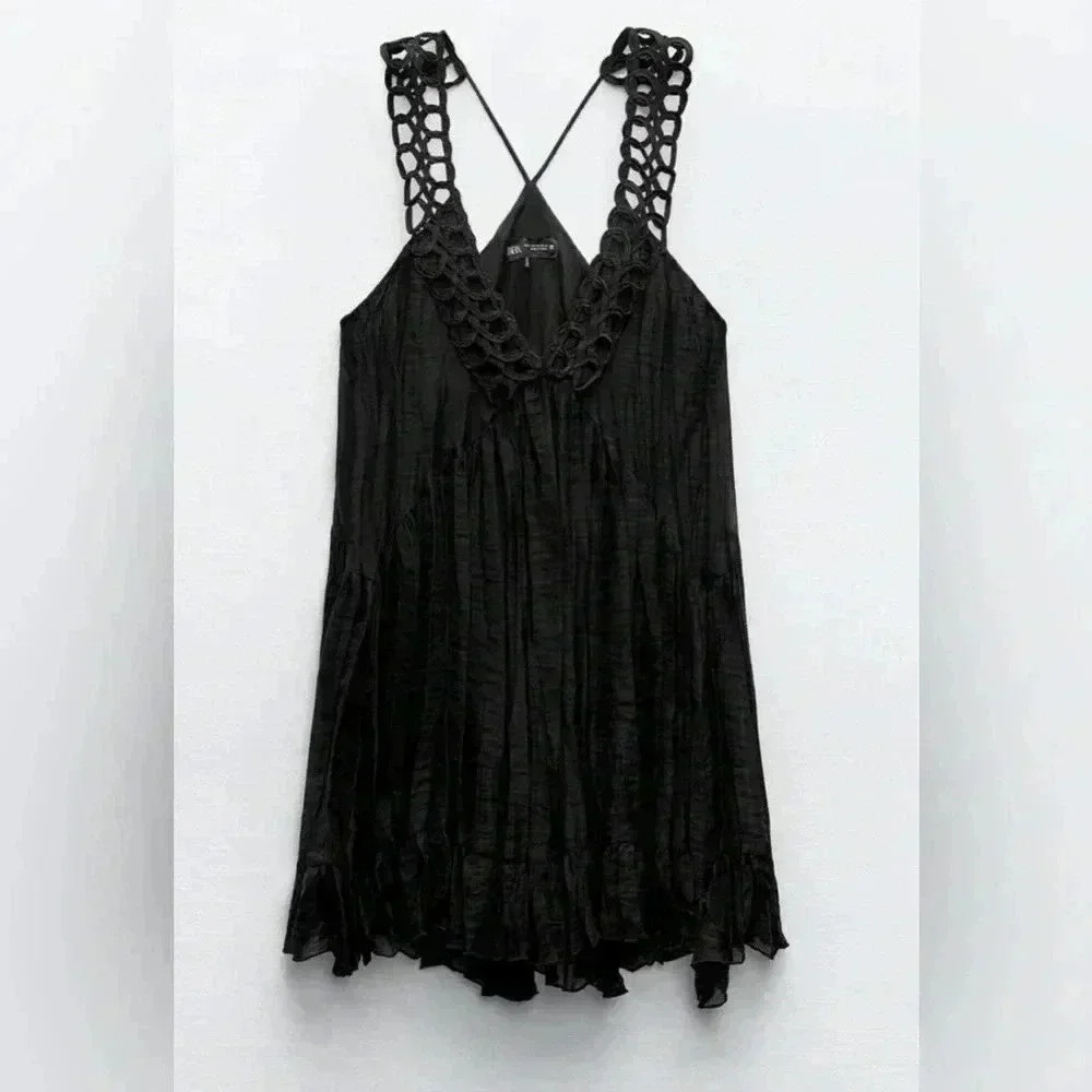 Zara dress in size small NWT black color style it in many ways bohemian, western
